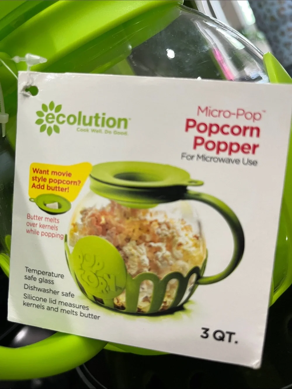 Evolution Lime ~ Larger size 3qt Microwave Popcorn Popper 🍿New🍿 in original box